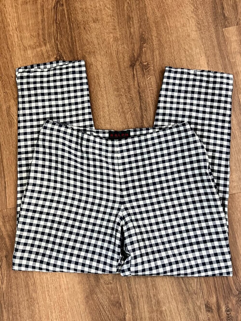Ralph Lauren Silk Black White Gingham Check Cropped Pants Sz 6